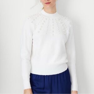 Ann Taylor medium Pearlized Mock Neck Sweater NWT